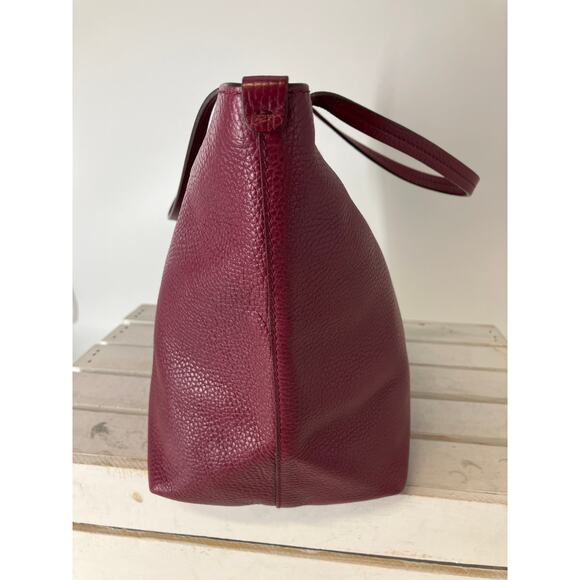 SALVATORE FERRAGAMO LARGE WINE PEBBLED LEATHER HANDBAG ASIS - Picture 4 of 16